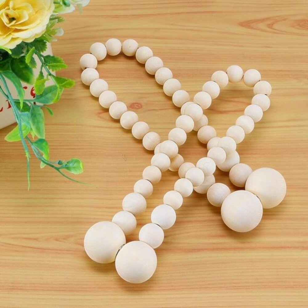 New 2Pack of Magnetic Curtain Tiebacks, Wood Bead Holders for Boho & Home Decor